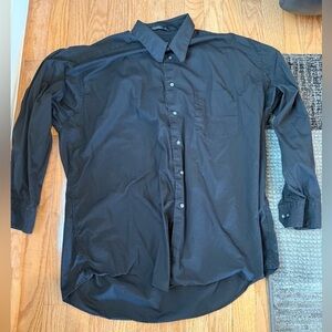 Brandini Mens Dress Shirt 
100% Cotton Button Up Long Sleeve Black Collared 17”